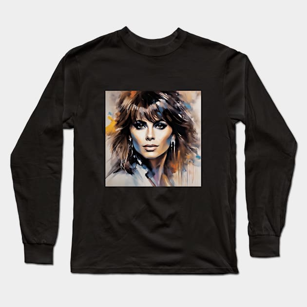 portrait with Paula Abdul Long Sleeve T-Shirt by bogfl